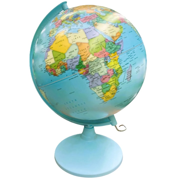 Glob pământesc iluminat Gürbüz, politic, 30 cm, cartografie în limba engleză, fabricat din plastic, fabricat în Turcia
