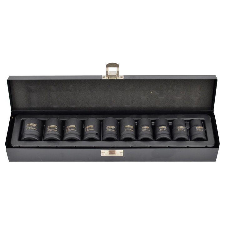 Set chei cu tubulare impact 1/2", Awtools, 10 elemente, 10-22mm, 39mm