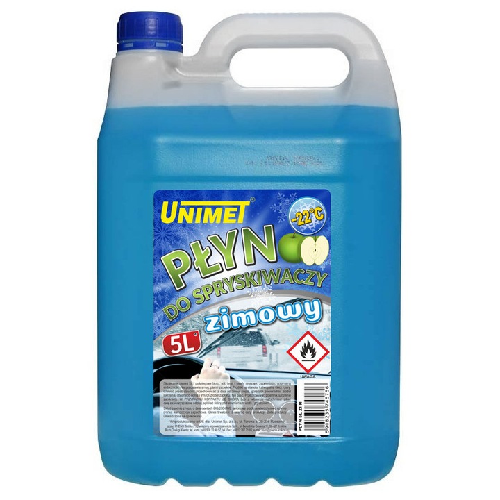 Lichid de parbriz, Unimet, 5L, colorat albastru, pentru iarna