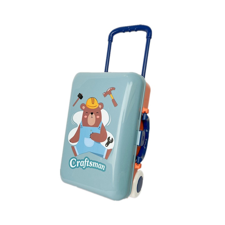 Set de unelte de jucarie, 13 accesorii, cutie de transport, educativ, pentru copii 4+