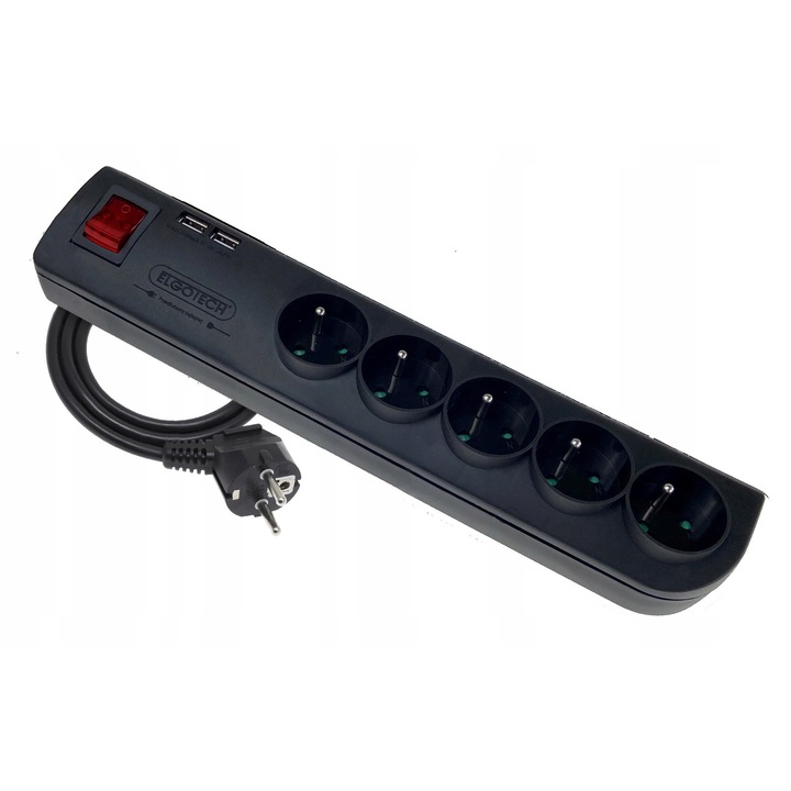 Prelungitor cu camera mini WIFI, J&S, 5 prize, 2 USB, negru, 3m