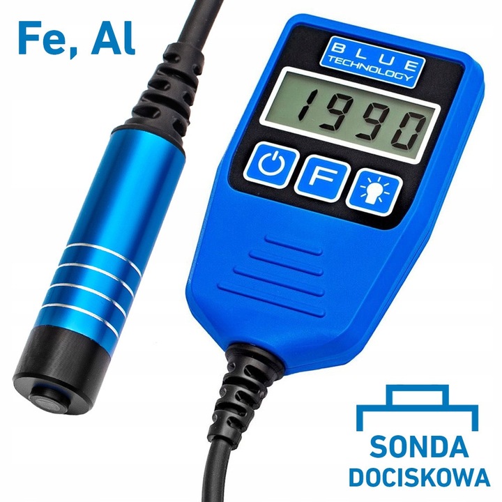 Miernik grosimii vopselei Blue Technology DX-13-S-AL, masurare pe otel si aluminiu, display iluminat, set complet