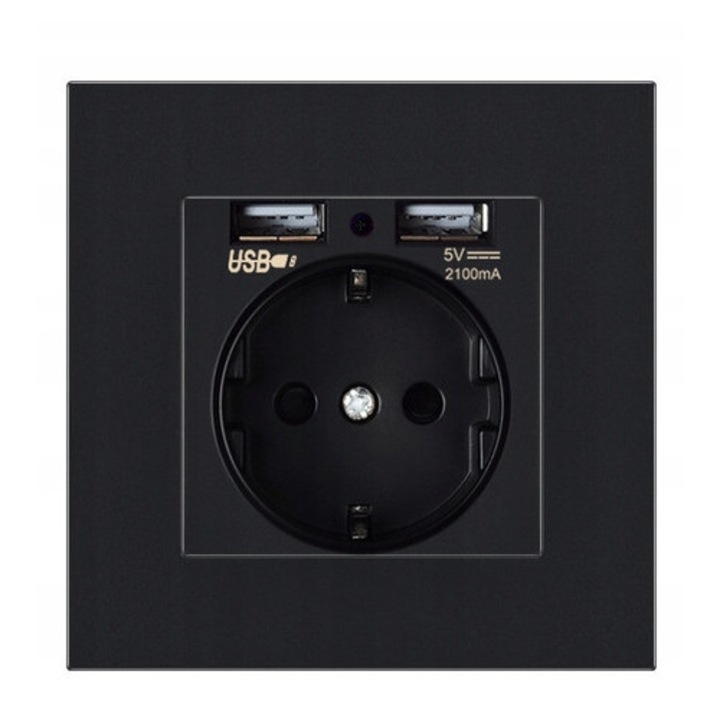 Скрита камера за наблюдение в електрически контакт, Full HD, детекция на движение, черна, 8,5см x 8,5см