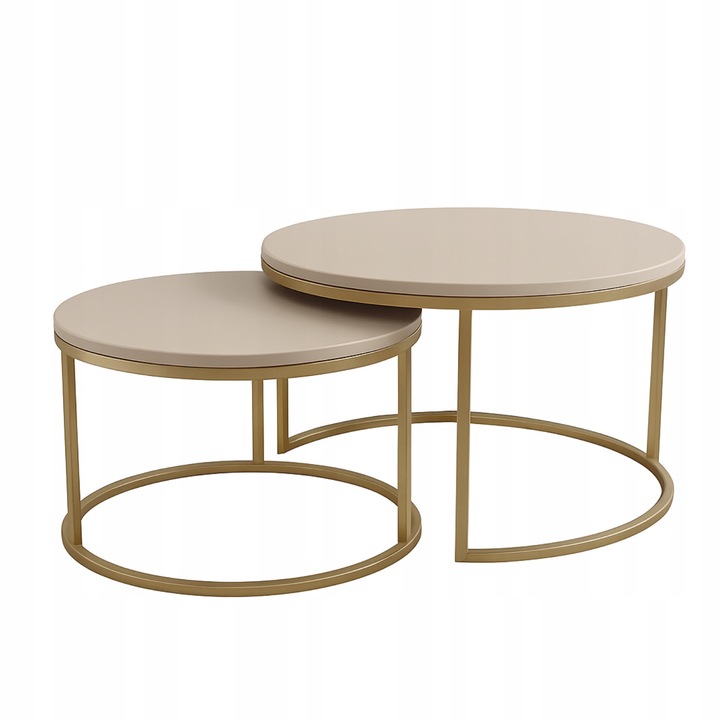 Masuta de cafea Set 2-in-1 SOFT LOFT GOLD, casmir si auriu, 80x46cm / 60x40cm