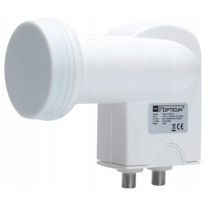 Konwerter Satelitar TWIN LNB 4K UHD Red Robust, 2 iesiri, rezistenta la intemperii