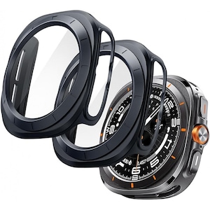 Husa de protectie cu folie de sticla pentru Samsung Galaxy Watch Ultra 47mm, protectie completa, neagra, 0.2mm