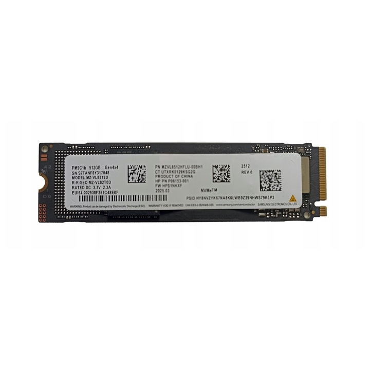 SSD Samsung PM9C1b 512GB, PCIe 4.0x4, NVMe, M.2 2280 формат, скорост на четене/запис 7000/6600 MB/s, bulk
