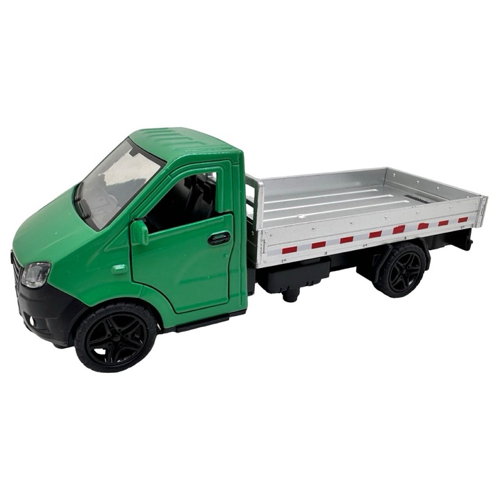 Macheta camioneta verde cu Platforma Model 1:36 Usile se Deschid Pull Back sunet si lumini