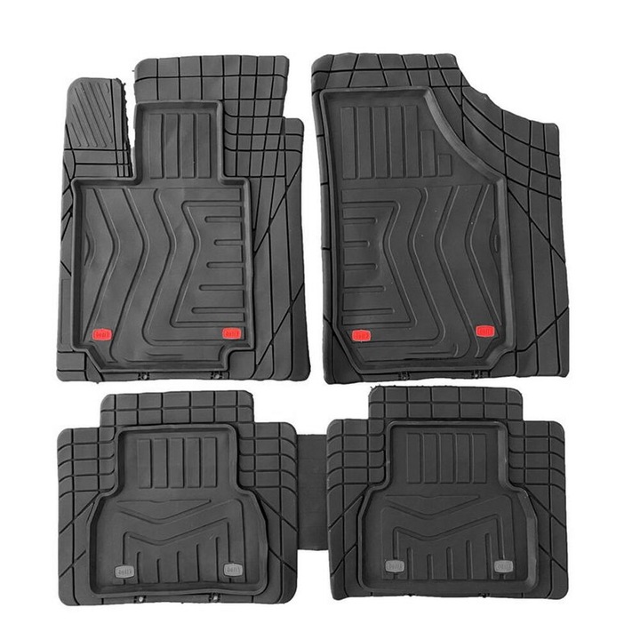 Set Covorase Auto Universale Ro Group VEGA, PVC, negru, 71x53cm, 50x42cm, 51x21cm, 5 bucati