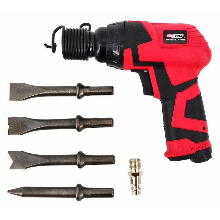 Ciocan pneumatic Awtools 6" 150mm, 4 dalti, 1,5kg, 113l/min, 0,63MPa, set complet