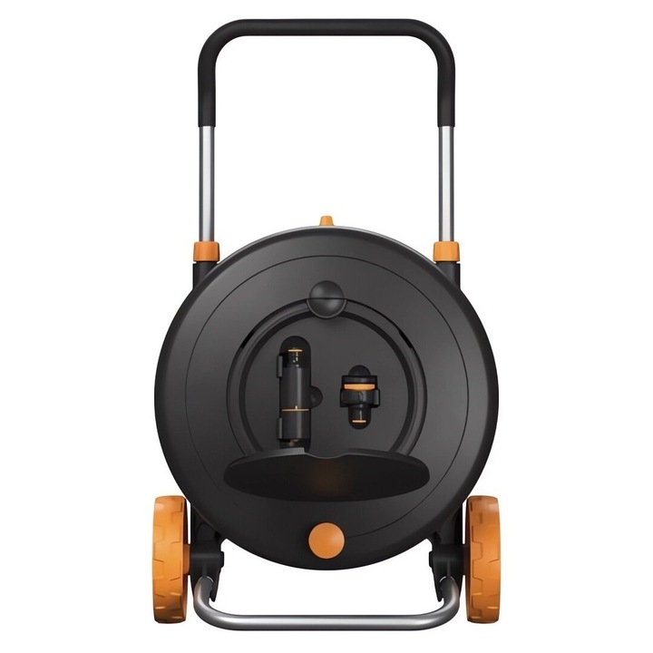 Set Fiskars, Tambur cu furtun M 20m, 13mm, duza reglabila