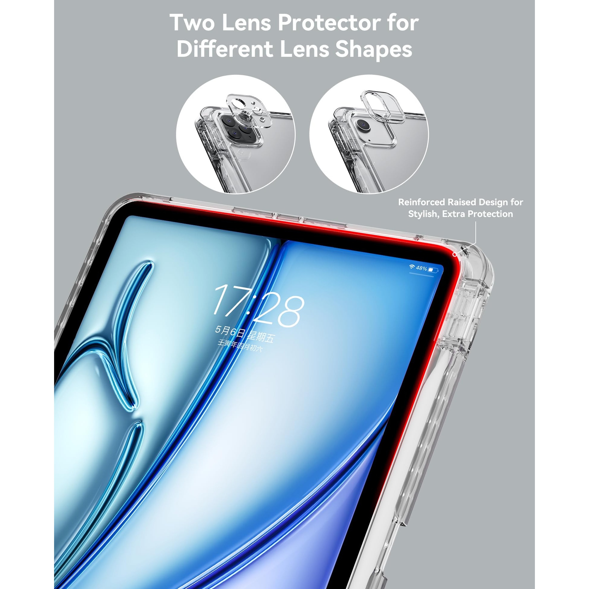 Husa pentru Apple iPad Pro 11 M5 / M4 (2025, 2024) cu suport pentru creion, suport triplu cu unghiuri multiple, activare/dezactivare automata, carcasa protectoare transparenta din acril- neagra