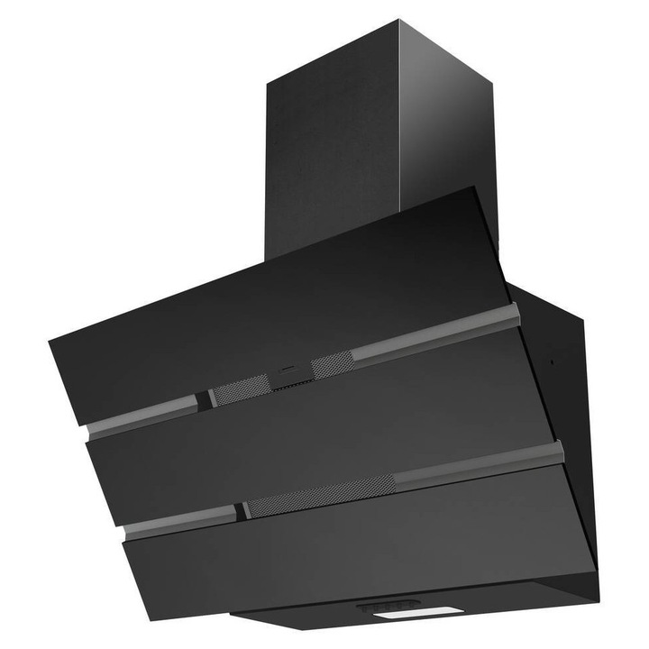 Hota de perete Best Kite 40YR Black 80 cm, putere de absorbtie 740 mc/h, Sticla neagra/Inox