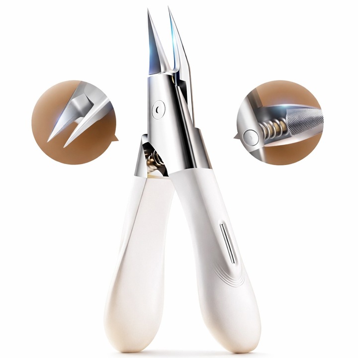 Cleste pentru unghii incarnate si cuticule, varf ultra subtire 0,1 cm, otel carbon antirugina, lama oblica 30, pentru manichiura si pedichiura