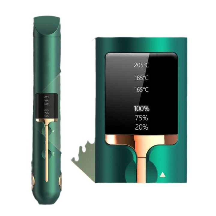 Mini vezeték nélküli USB-ről tölthető 2 az 1-ben hajvasaló/hajgöndörítő, hordozható utazáshoz, kompakt és könnyű, gyors felmelegedés, nagy akkumulátor powerbank funkció, ideális mindennapi használatra vagy útközben, minősített biztonság, zöld