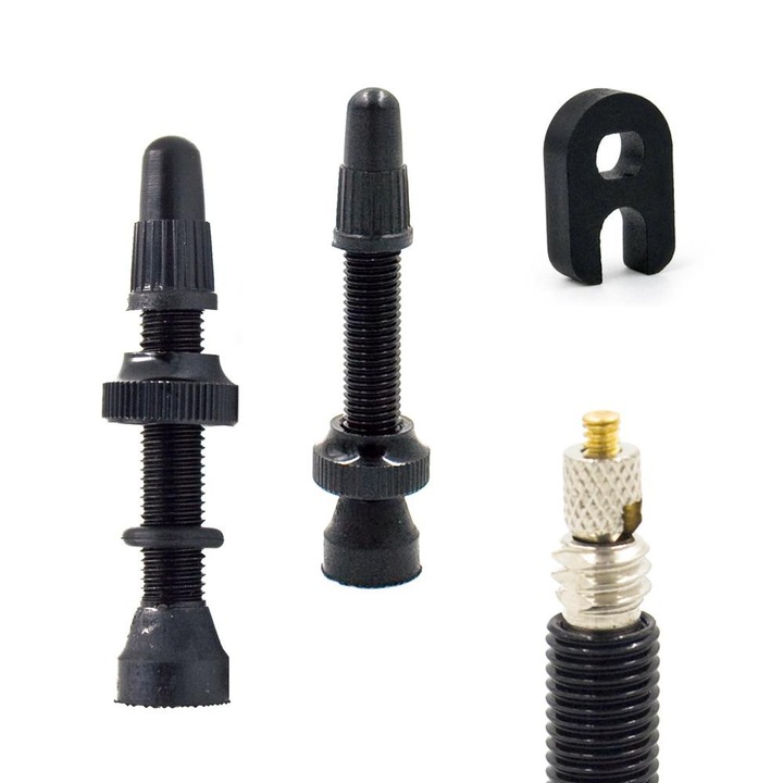 Вентил Presta UST за безкамерни системи, 2 броя, черни, без опаковка + ключ