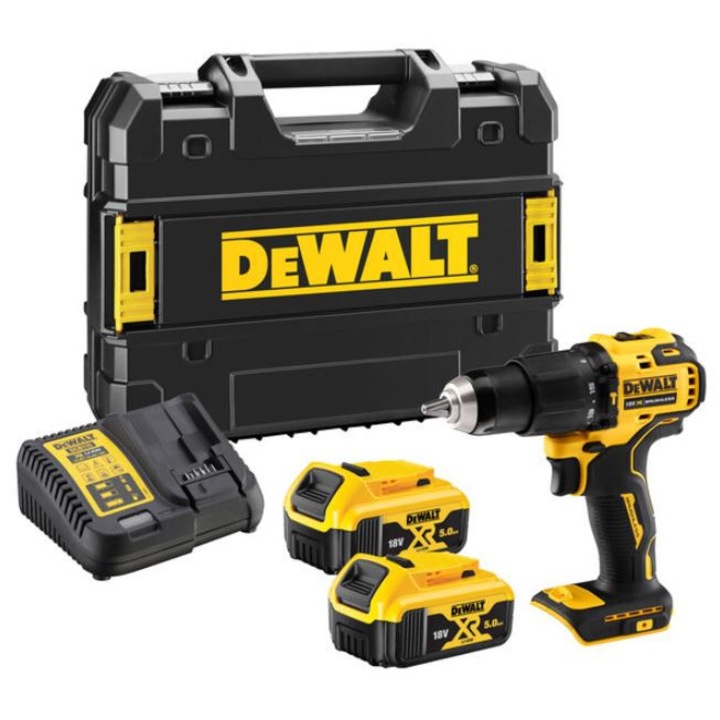 Акумулаторна бормашина DeWalt DCD709P2T 18V, 65Nm, 2 батерии 5,0Ah, 175мм, в куфар TSTAK