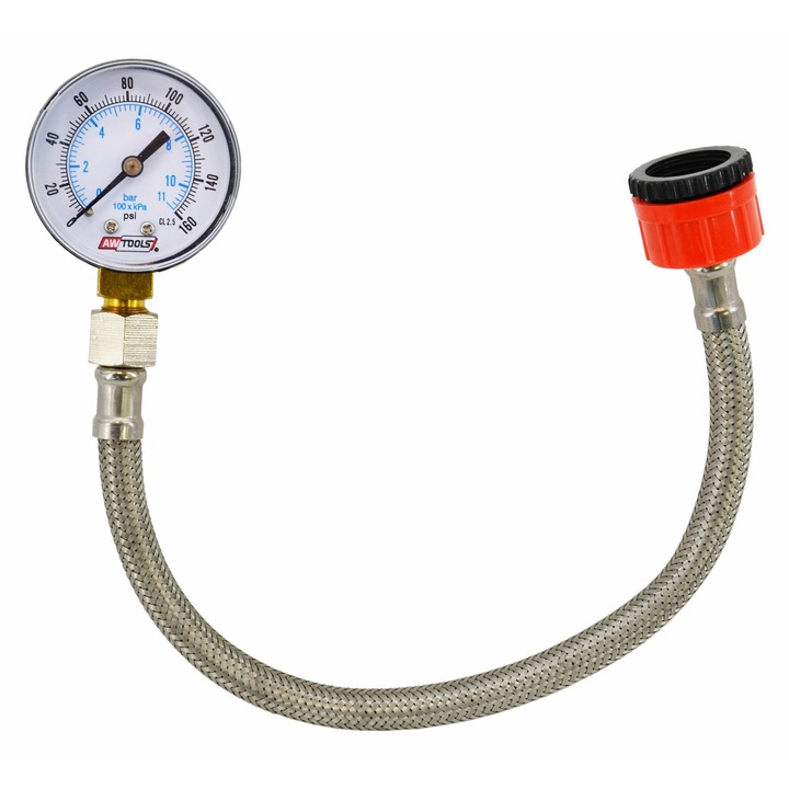 Set manometru cu furtun din otel inoxidabil, 11 bar, 30cm, 3/4" si 1/2"