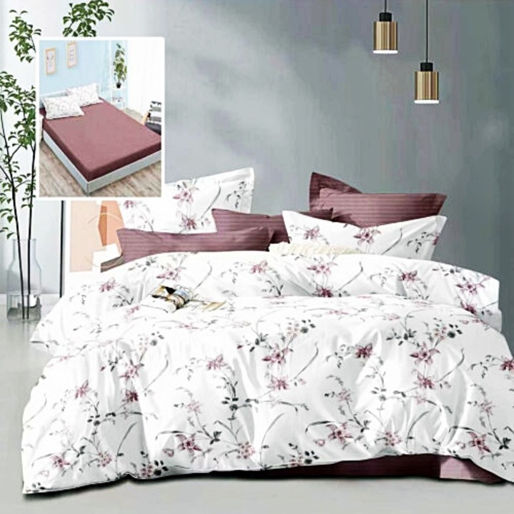 Lenjerie de pat dublu, microfibra, 6 piese, cearceaf de pat cu elastic 160x200cm, cearceaf pilota 200x230cm, 2 fete de perna 50x70 si 2 fete de perna 70x70cm, ECNH34