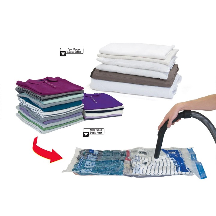 Вакуумни торбички за съхранение 100x100 см x 3 бр., съвместими с електрическа помпа – прозрачни вакуумни торбички за дрехи, одеяла, възглавници и спално бельо – спестяване на място, защита от прах и влага, спестяване на място в багажа за почивка