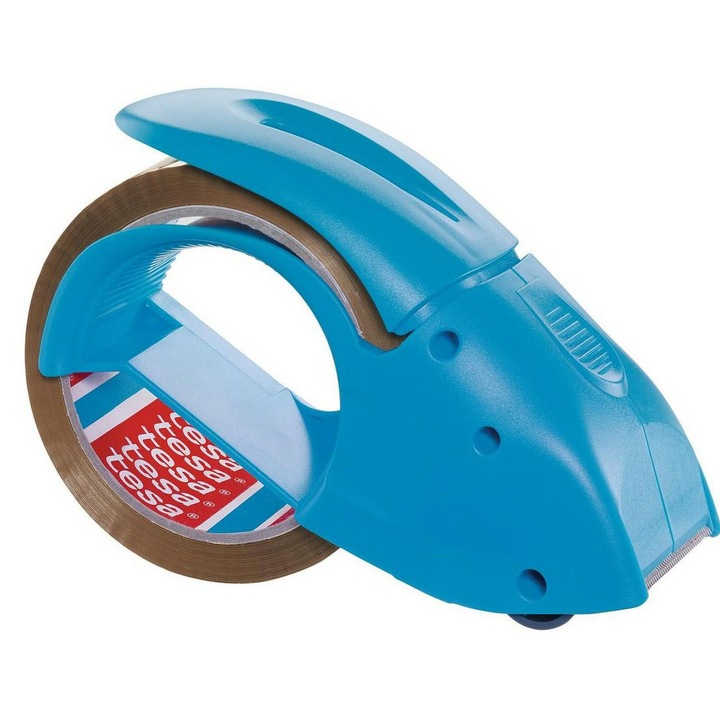 Dispenser pentru banda adeziva Tesa, Pack-n-Go, 50mm, 66m, albastru