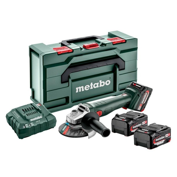 Ъглошлайф Metabo, 18V, 3 батерии LiPOWER 4Ah, 125мм, 2.3кг