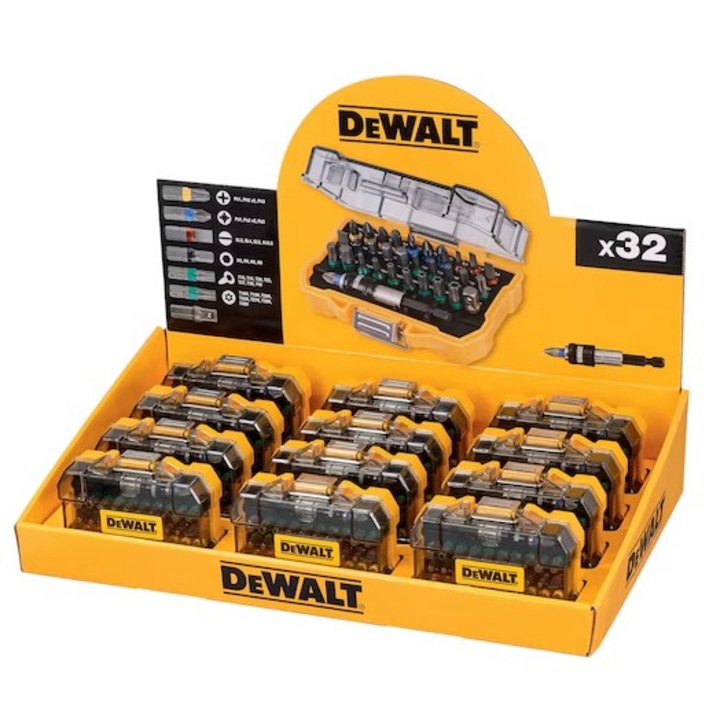 Set de biti DeWALT, 32 piese, cu suport magnetic
