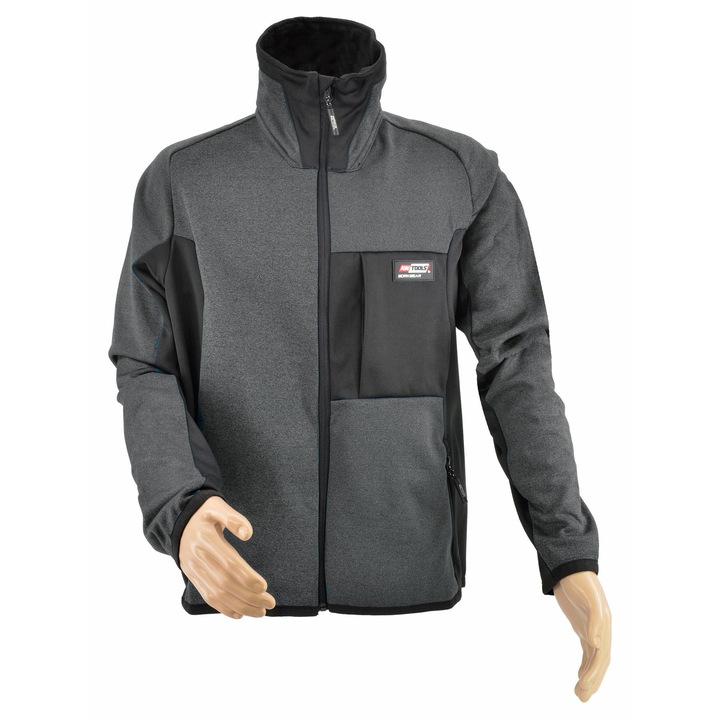 Jacheta universala din fleece, AwTools, negru-gri, rezistenta la deteriorare, respirabila, XL