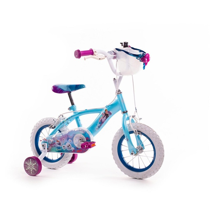Bicicleta copii 12" Frozen, HUFFY, cu roti de antrenament, unisex, albastra