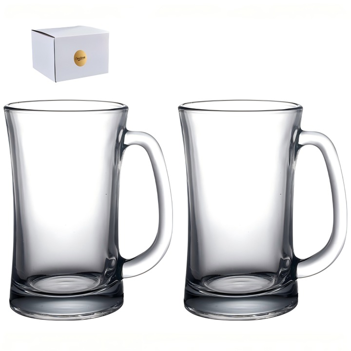 Söröspohár készlet, Omelivon®, 2 darab, Vastagított, ólommentes üveg, átlátszó, 325 ml, 7.7cm*12.8cm