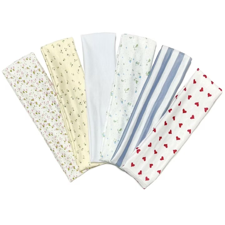 Set de 6 bentite pentru femei, OVERTANG, bentite elastice din bumbac, multicolor, 2 inch