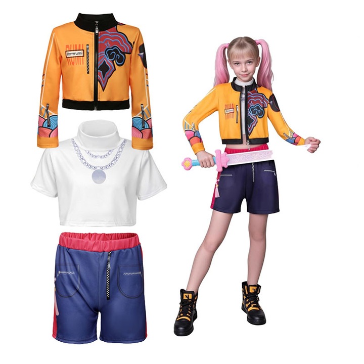 Costum de cosplay Rumi pentru copii, set de trei piese, 140cm