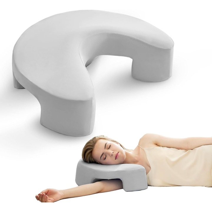 Perna ortopedică Bedee, spumă cu memorie, ergonomic, gri, 60x40cm