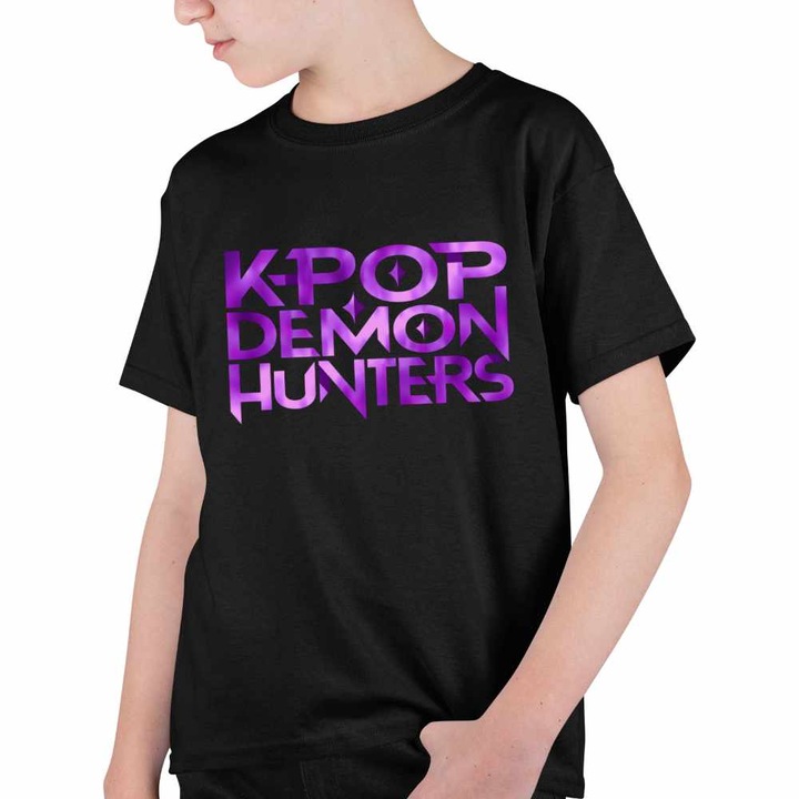 Tricou Copii Baieti Huntrix Kpop Demon Hunters, Fekete