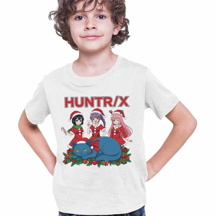 Tricou Copii Baieti Huntrix Craciunite Merry Christmas Kpop, Fehér