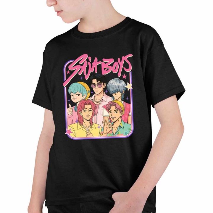 Tricou Copii Baieti Huntrix Saja Boys Stars Kpop, Fekete