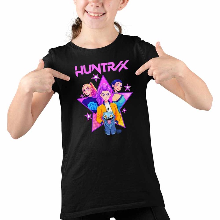 Tricou Copii Fete Huntrix Legends Kpop, Fekete