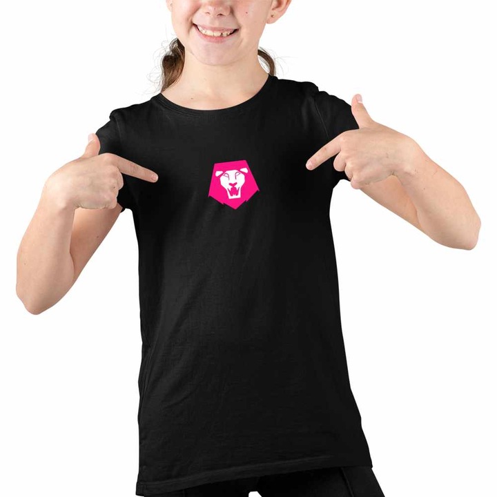 Tricou Copii Fete Huntrix Saja Boys Logo Simbol Kpop, Fekete
