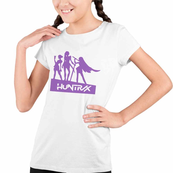 Tricou Copii Fete Huntrix Demon Hunters Kpop, Fehér