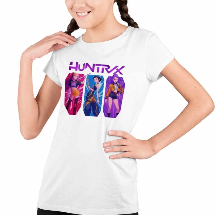 Tricou Copii Fete Huntrix Kpop Hunters, Fehér
