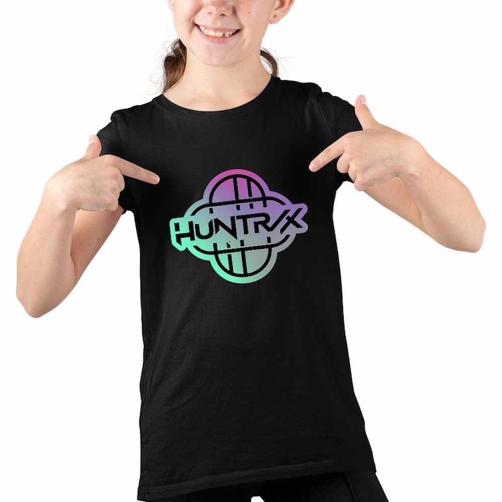 Tricou Copii Fete Huntrix Simbol Kpop Demon Hunters, Fekete