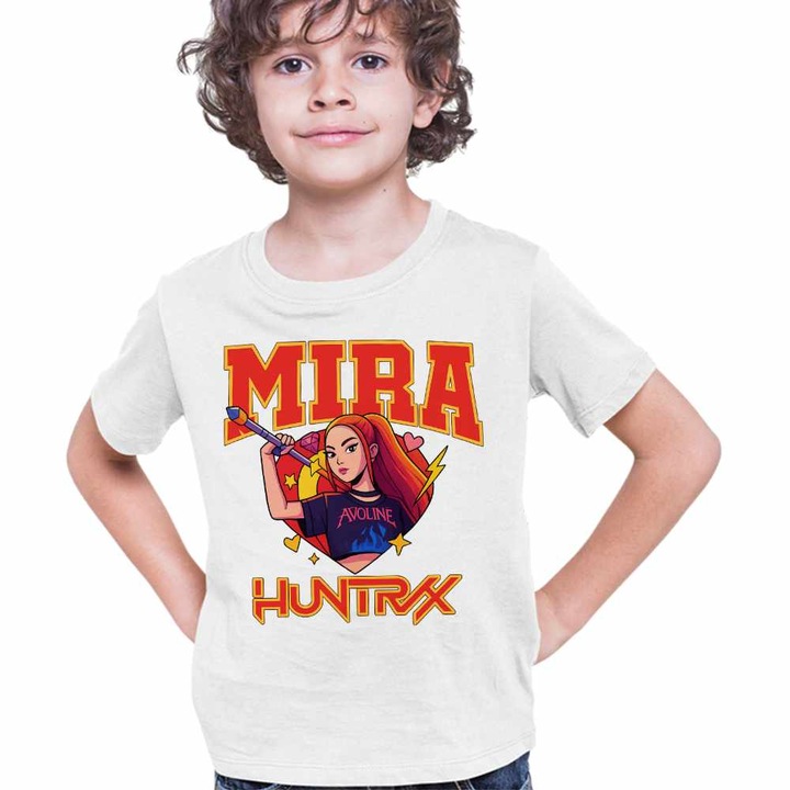 Tricou Copii Baieti Huntrix Mira Avoline Kpop, Fehér