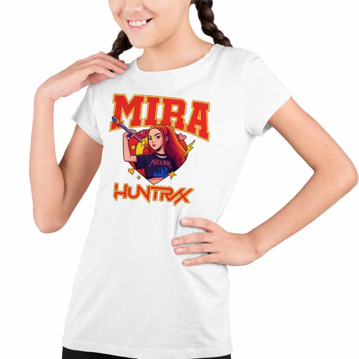 Tricou Copii Fete Huntrix Mira Avoline Kpop, Fehér