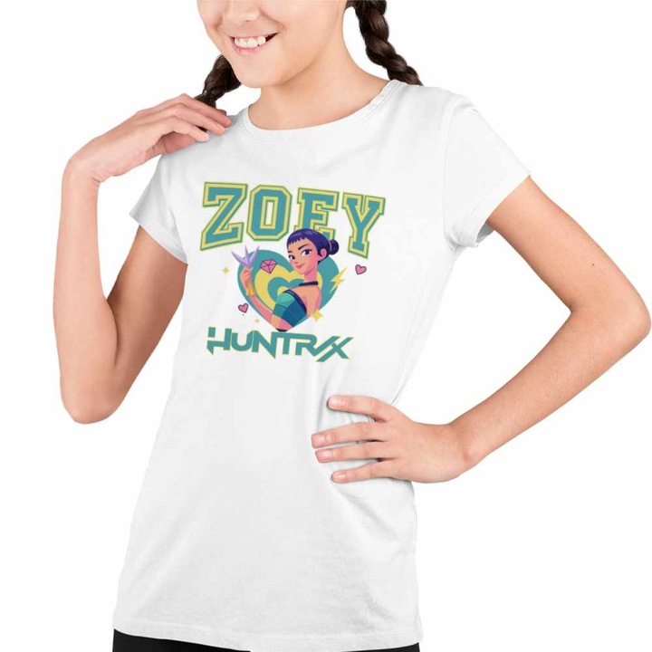 Gyerek Lány Póló Huntrix Zoey Kpop Demon Hunters CoolTrend, fehér, 152-158 CM méret, 12-13 éves korig