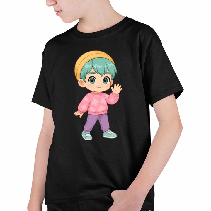 Tricou Copii Baieti Huntrix Saja Boys Baby Rapper Kpop, Fekete