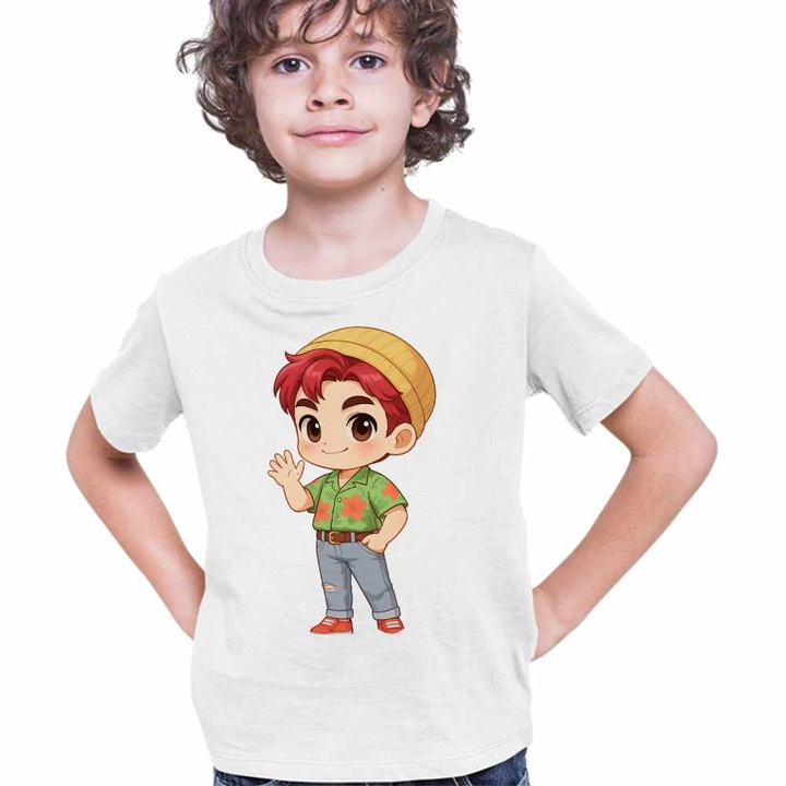 Tricou Copii Baieti Huntrix Saja Boys Abby Kpop Demon Hunters, Fehér