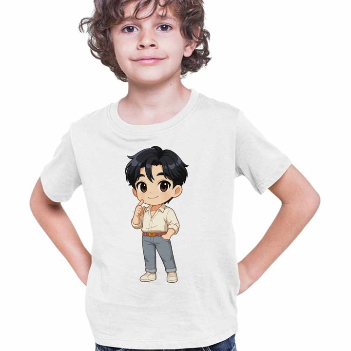 Tricou Copii Baieti Huntrix Saja Boys Jinu Chibi Kpop, Fehér