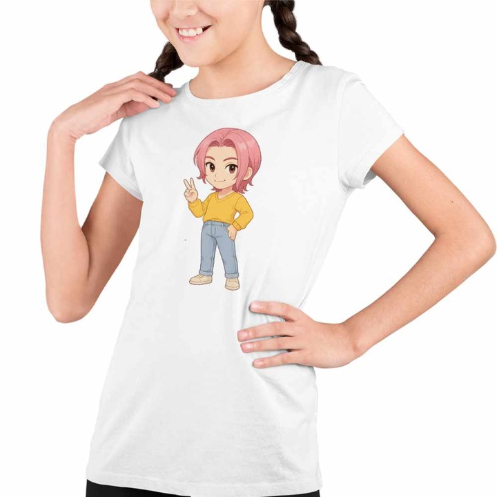 Tricou Copii Fete Huntrix Saja Boys Romance Kpop, Fehér