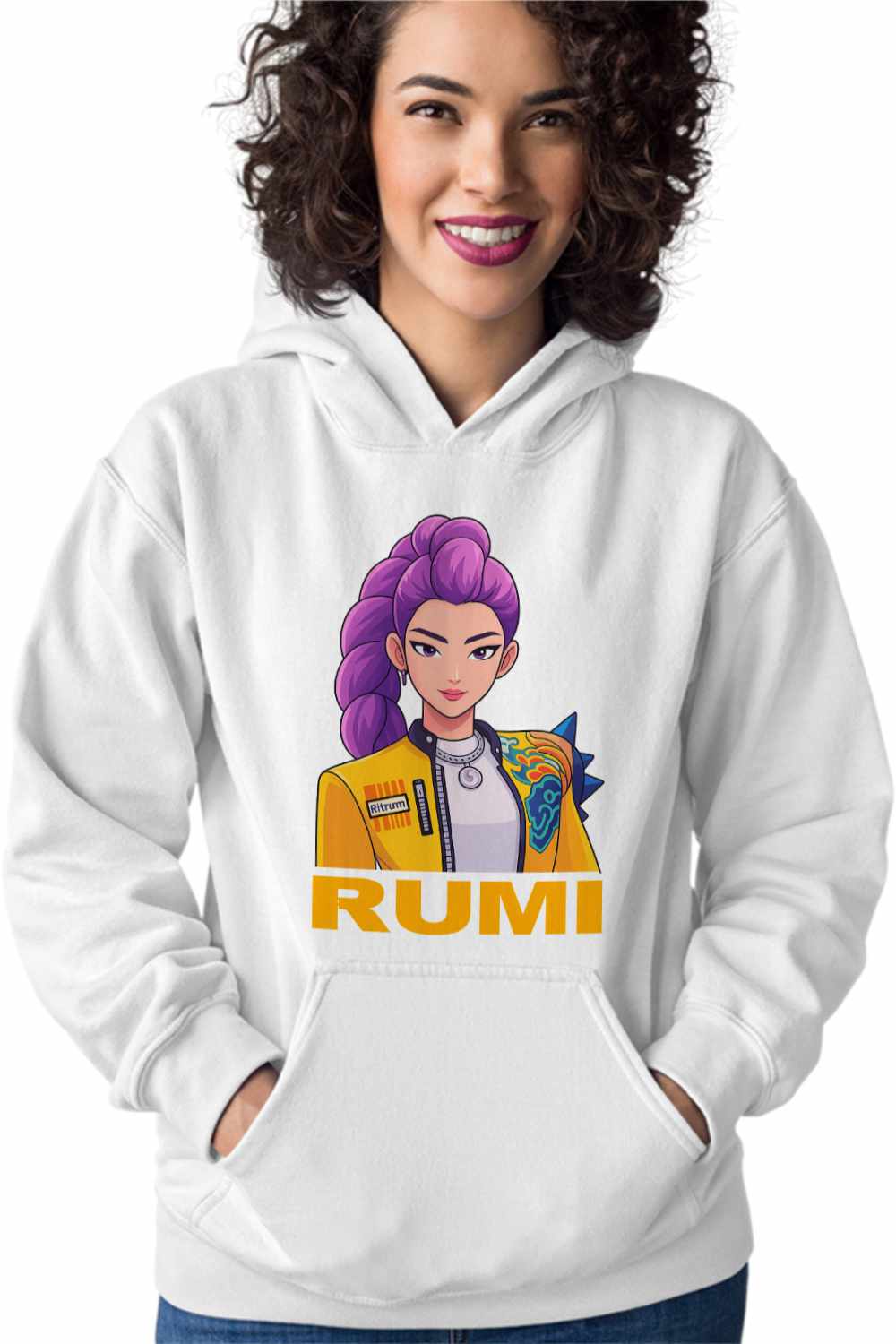 Hanorac Femei Huntrix Rumi Kpop Demon Hunters CoolTrend, alb