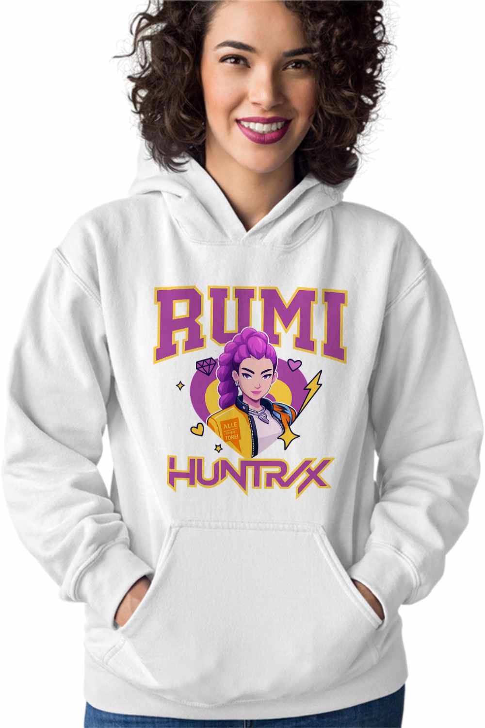 Hanorac Femei Huntrix Rumi Kpop Demon Hunters CoolTrend, alb